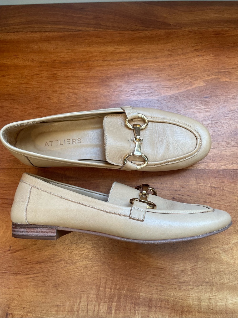 Ateliers Cream Leather Horsebit Loafers - Picture 2 of 6